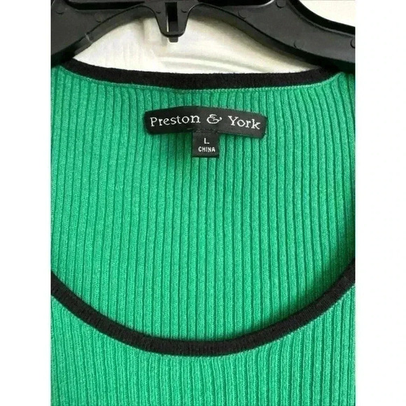 Preston & York Sleeveless Knit Top Black/white/green Large Stripped - Picture 3 of 5